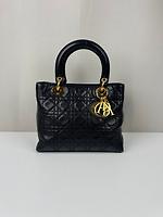 Sac à main Lady Dior medium cuir noir vintage - Photo 1
