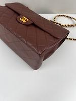 *RARE* Sac porté épaule Chanel Jumbo cuir grainé double logo marron - Photo 6
