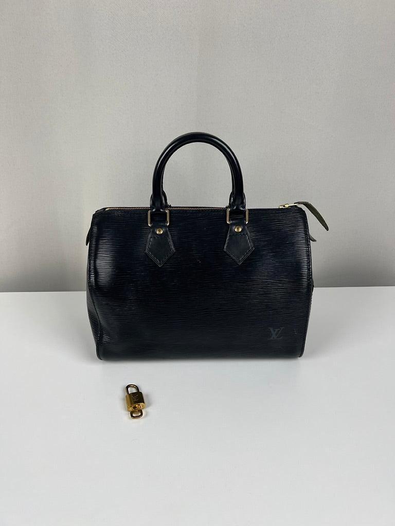 Sac à main Louis Vuitton Speedy 25 en cuir épi noir