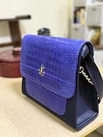 Sac Liliane Laoualy en cuir et tissu bleu - Photo 3