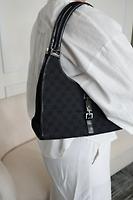 Sac porté épaule Gucci Jackie toile GG noire vintage - Photo 2
