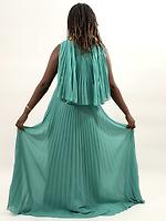 Robe vert plissée - Photo 3
