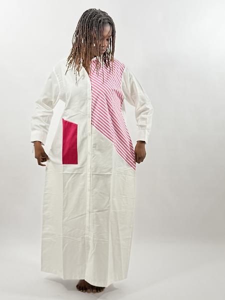 long pink and white shirt