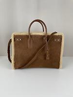 Sac de jour Saint Laurent grand modèle en daim et fourrure - Photo 1