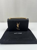 Sac bandoulière Saint Laurent Kate small cuir grainé grain de poudre noir - Photo 3