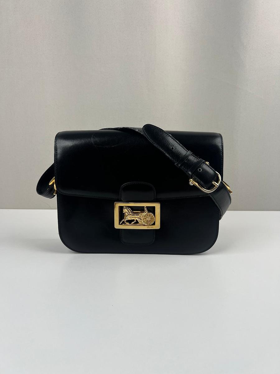 Céline triomphe en cuir noir vintage