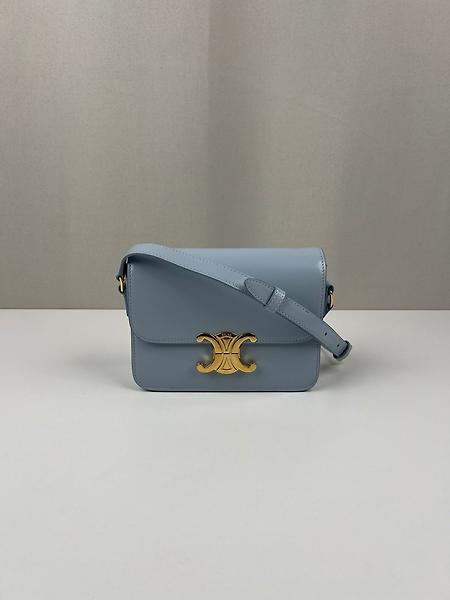 Sac bandoulière Céline Triomphe Teen cuir bleu ciel