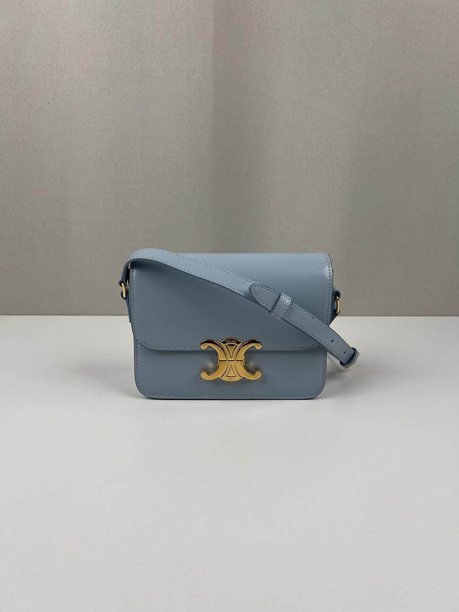 Sac bandoulière Céline Triomphe Teen cuir bleu ciel