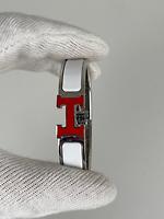 Bracelet Hermès Clic H laqué édition limitée rouge et blanc - Photo 9