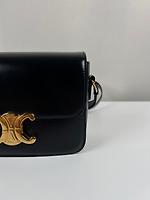 Sac bandoulière Céline Triomphe teen en cuir noir - Photo 7
