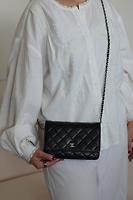 Sac bandoulière Chanel WOC cuir noir bijouterie argentée - Photo 2