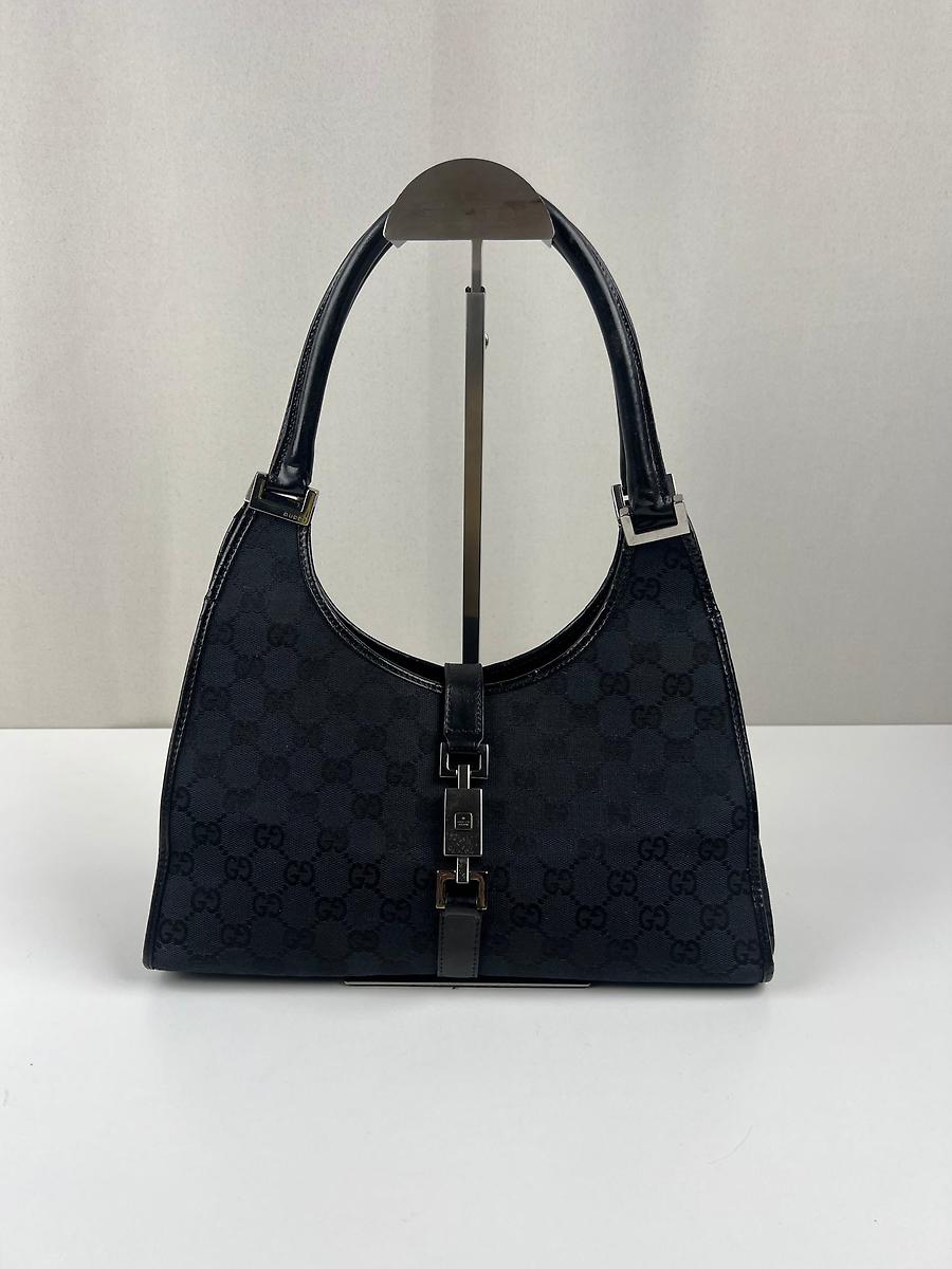Sac porté épaule Gucci Jackie toile GG noire vintage