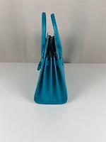 Saint Laurent Sac de Jour small en cuir bleu turquoise - Photo 7