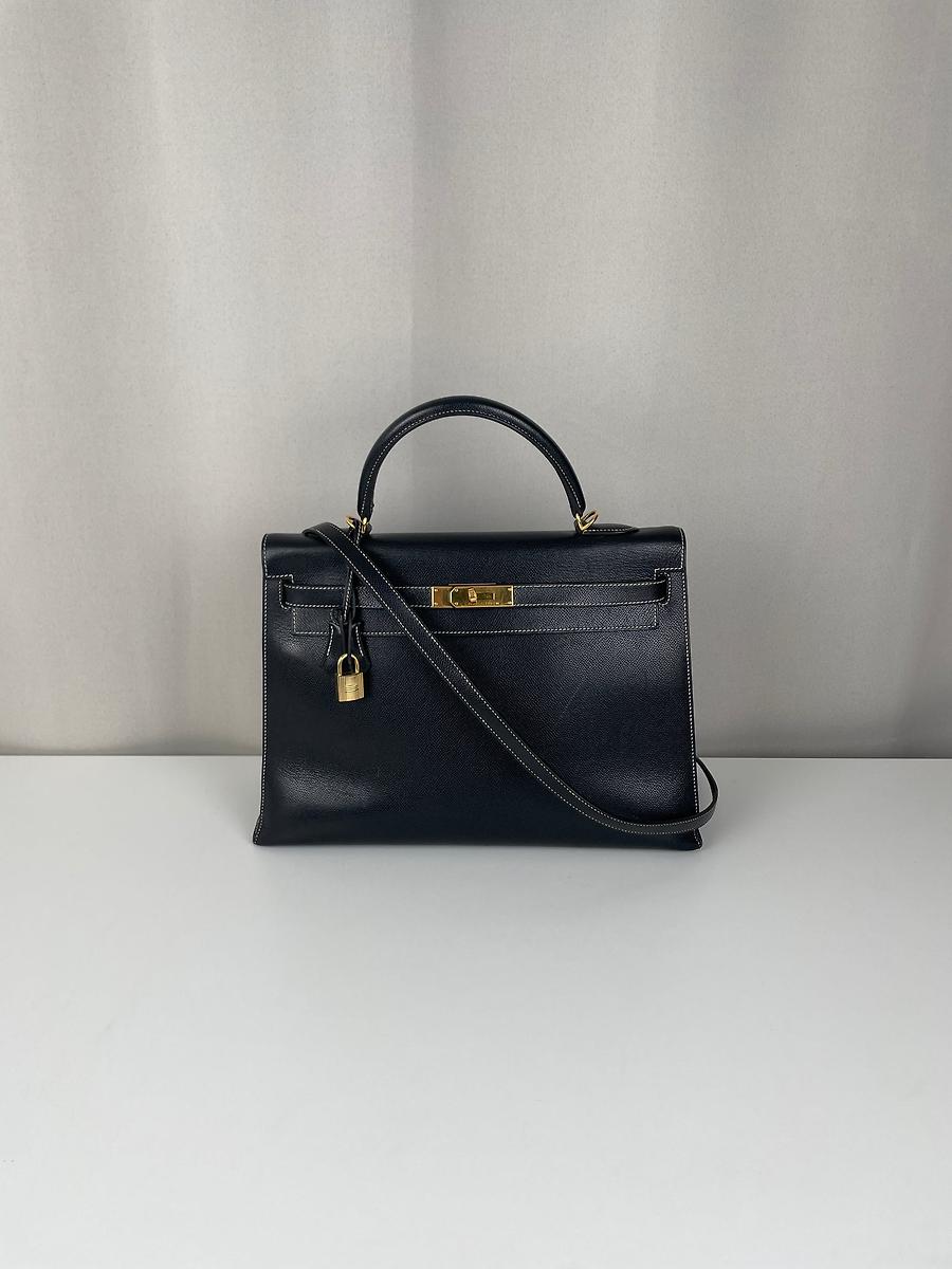 Hermès Kelly 35 cuir noir bijouterie dorée