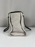 Sac cabas Chanel Deauville en toile gris / beige - Photo 4