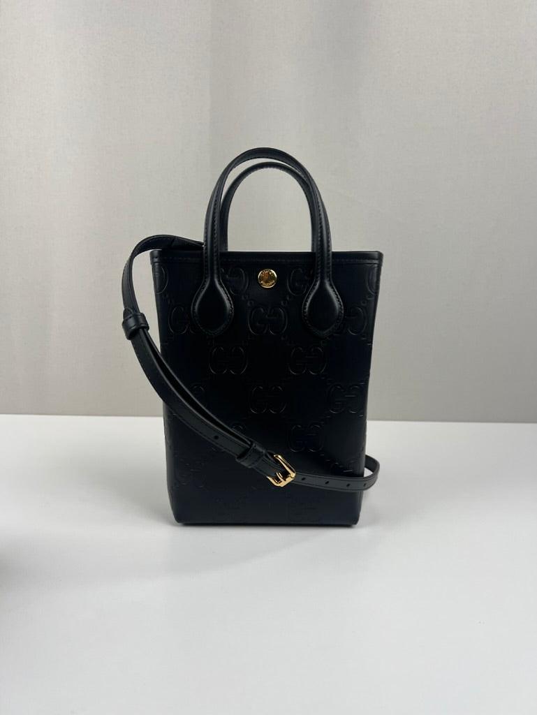 Sac cabas vertical Gucci en cuir noir