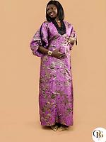 Brocade dress with pearls at the neck - Photo 3