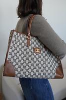 Sac cabas Céline tissu et cuir - Photo 4