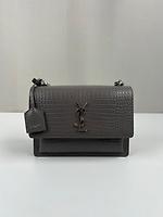 Sac Saint Laurent Sunset moyen en cuir gris embossé - Photo 3