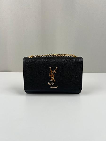 Sac bandoulière Saint Laurent Kate small cuir grainé grain de poudre noir