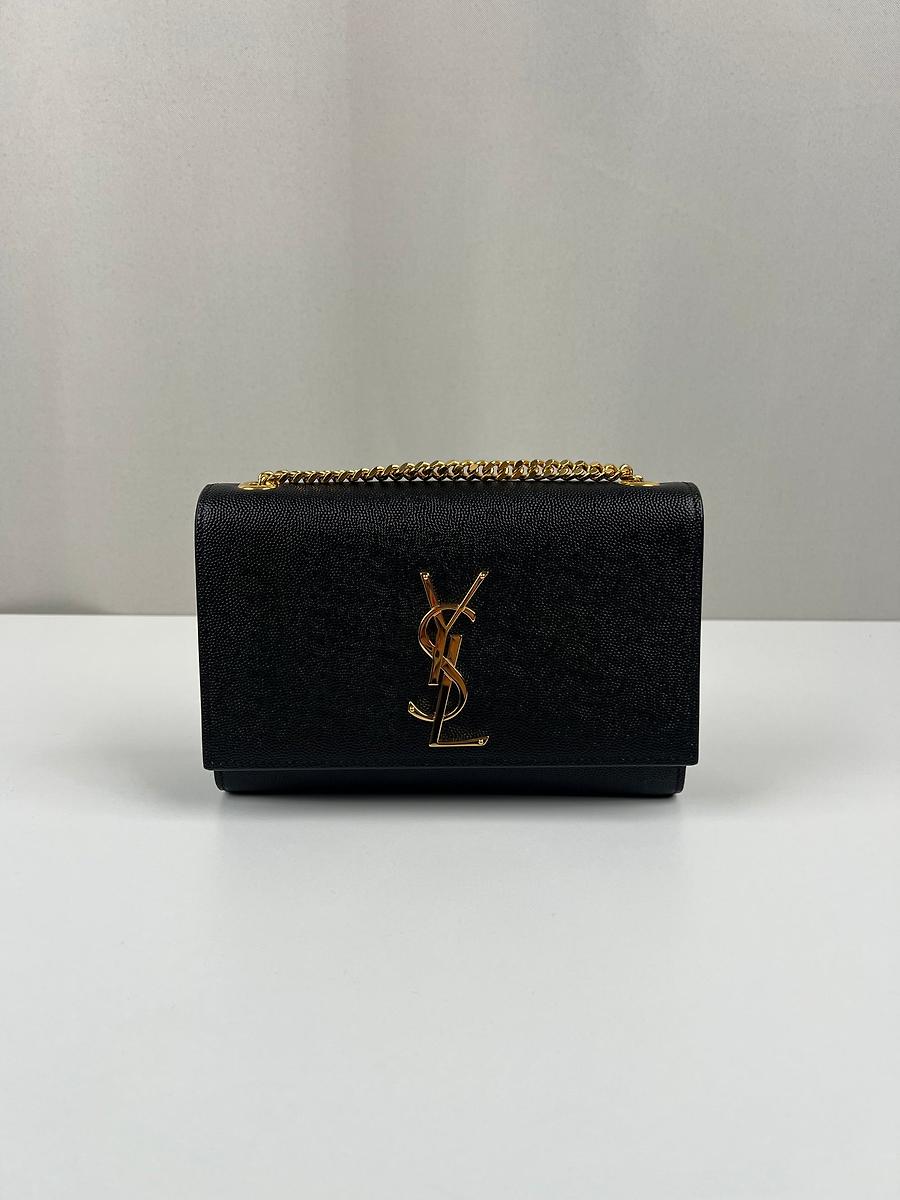 Sac bandoulière Saint Laurent Kate small cuir grainé grain de poudre noir