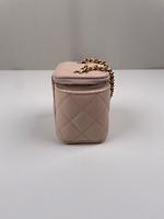Sac bandoulière Chanel mini vanity cuir rose - Photo 6