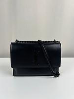 Sac bandoulière Saint Laurent Sunset en cuir noir bijouterie noir - Photo 1