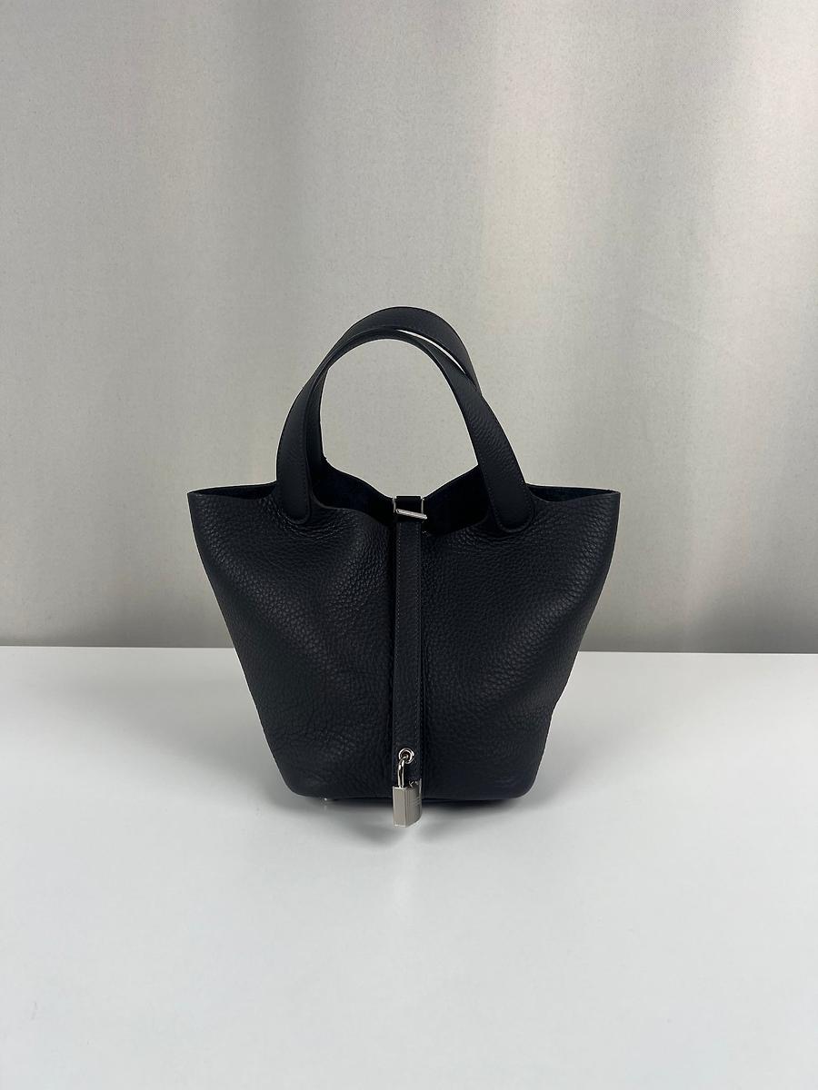 Sac à main Hermès Picotin 18 bleu marine caban avec bijouterie palladium