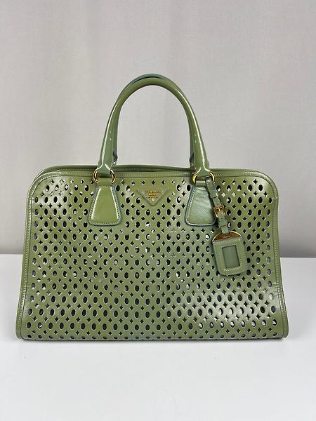 Sac cabas Prada en cuir vert