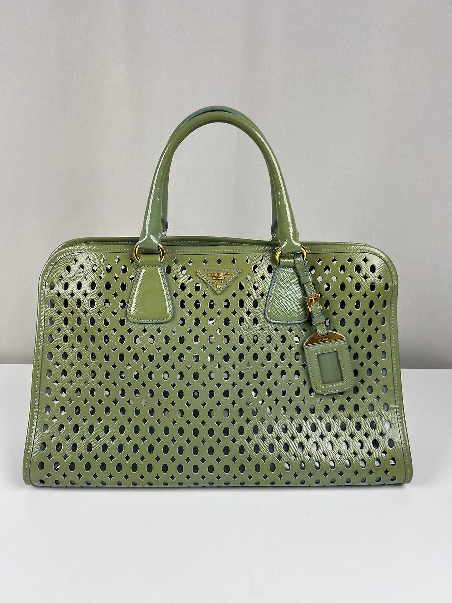 Sac cabas Prada en cuir vert
