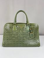 Sac cabas Prada en cuir vert - Photo 1