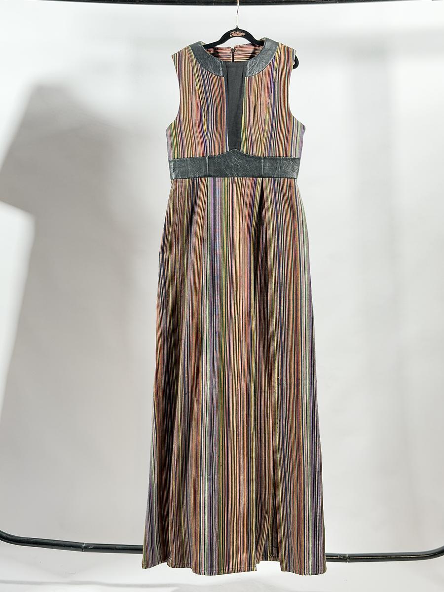 Tunic in woven loincloth and leather