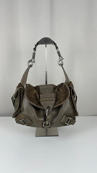 Sac à main Dior Rebelle cuir vert foncé / kaki