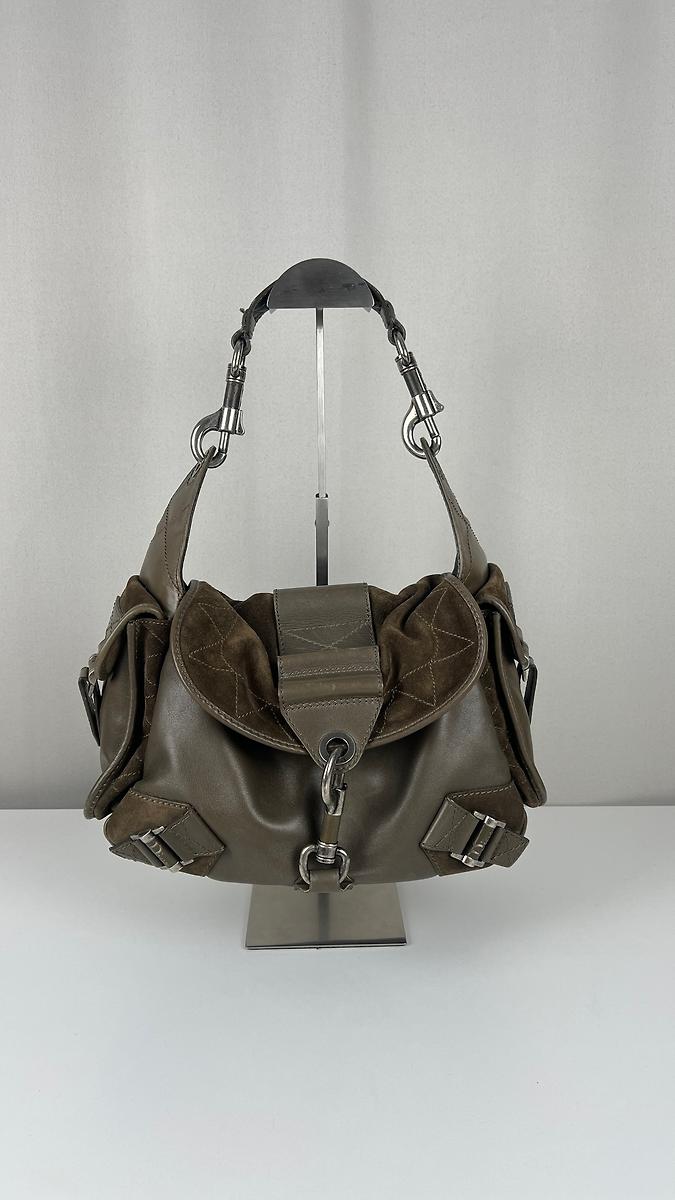 Sac à main Dior Rebelle cuir vert foncé / kaki