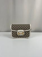 Sac bandoulière Horsebit Gucci blanc et marron - Photo 5