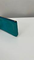 Pochette à clés / portemonnaie Saint Laurent en cuir verni turquoise - Photo 5