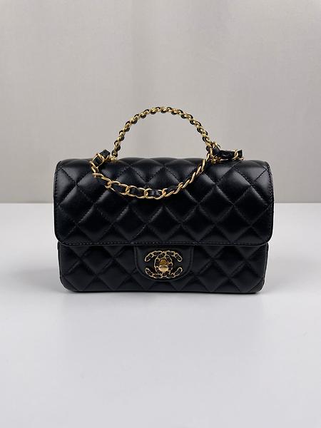 Sac Chanel top handle cuir noir