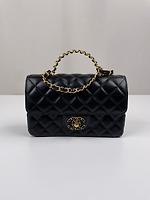 Sac Chanel top handle cuir noir - Photo 1