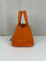 Sac Hermès Picotin Lock 18 en cuir taurillon Clémence orange - Photo 5