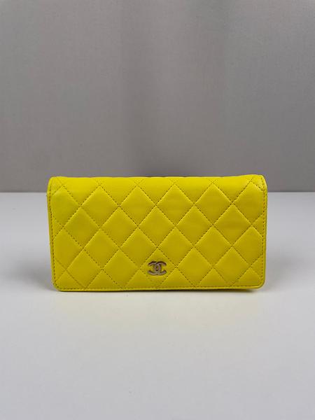 Portefeuille long Chanel cuir jaune