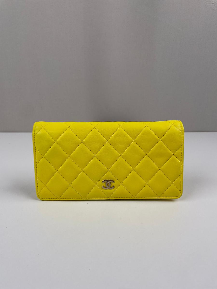 Portefeuille long Chanel cuir jaune