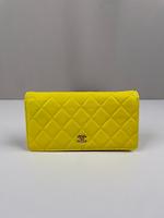 Portefeuille long Chanel cuir jaune - Photo 1