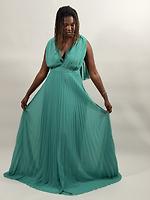Robe vert plissée - Photo 2