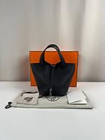 Sac à main Hermès Picotin 18 bleu marine caban avec bijouterie palladium - Photo 3