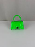 Sac Balenciaga Hourglass cuir embossé vert néon - Photo 3
