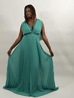 Robe vert plissée - Photo 1