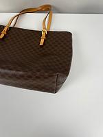 Petit sac cabas Céline en toile marron macadam - Photo 7