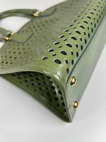 Sac cabas Prada en cuir vert - Photo 9