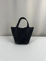 Sac à main Hermès Picotin 18 bleu marine caban avec bijouterie palladium - Photo 4