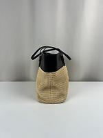 Sac cabas Saint Laurent en raphia et cuir noir - Photo 7